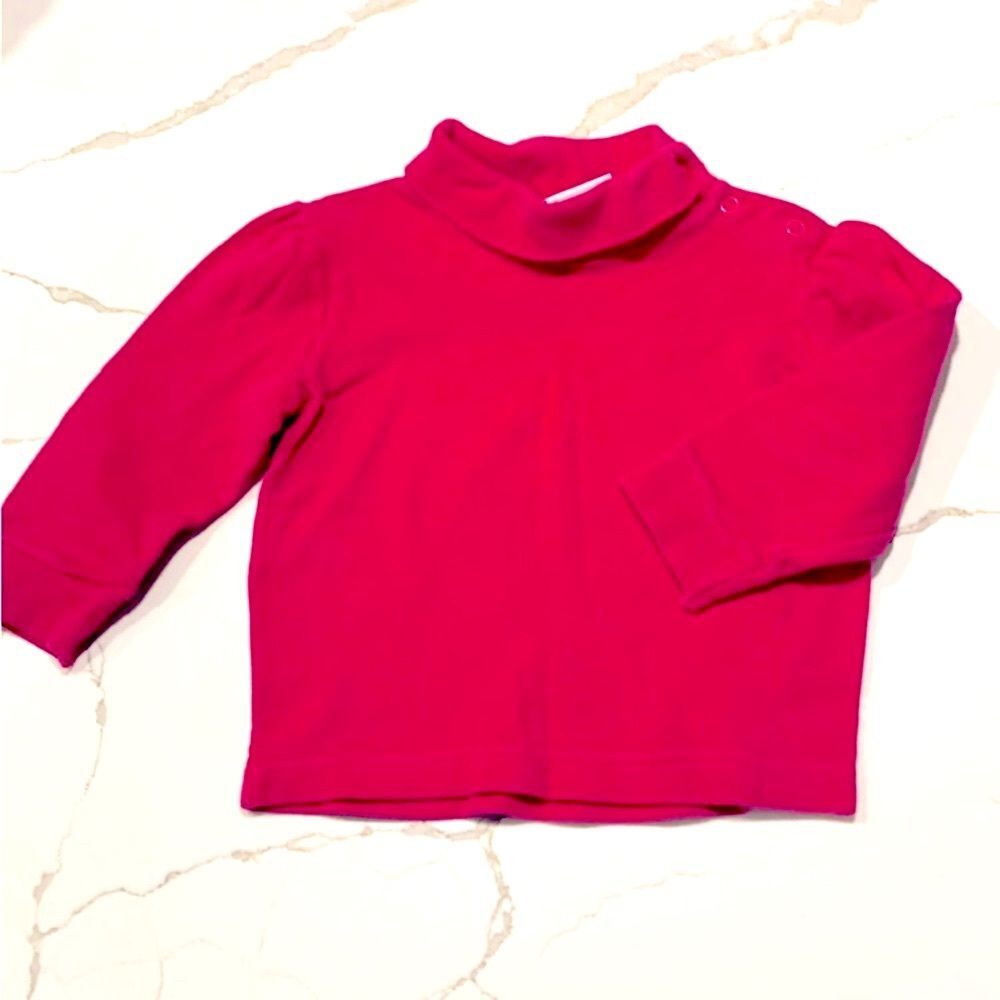 Okie Dokie | USA Made Hot Pink Girls Turtleneck T Shirt Top 12M Cotton Spandex